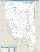 Northeastern Connecticut County Wall Map Basic Style